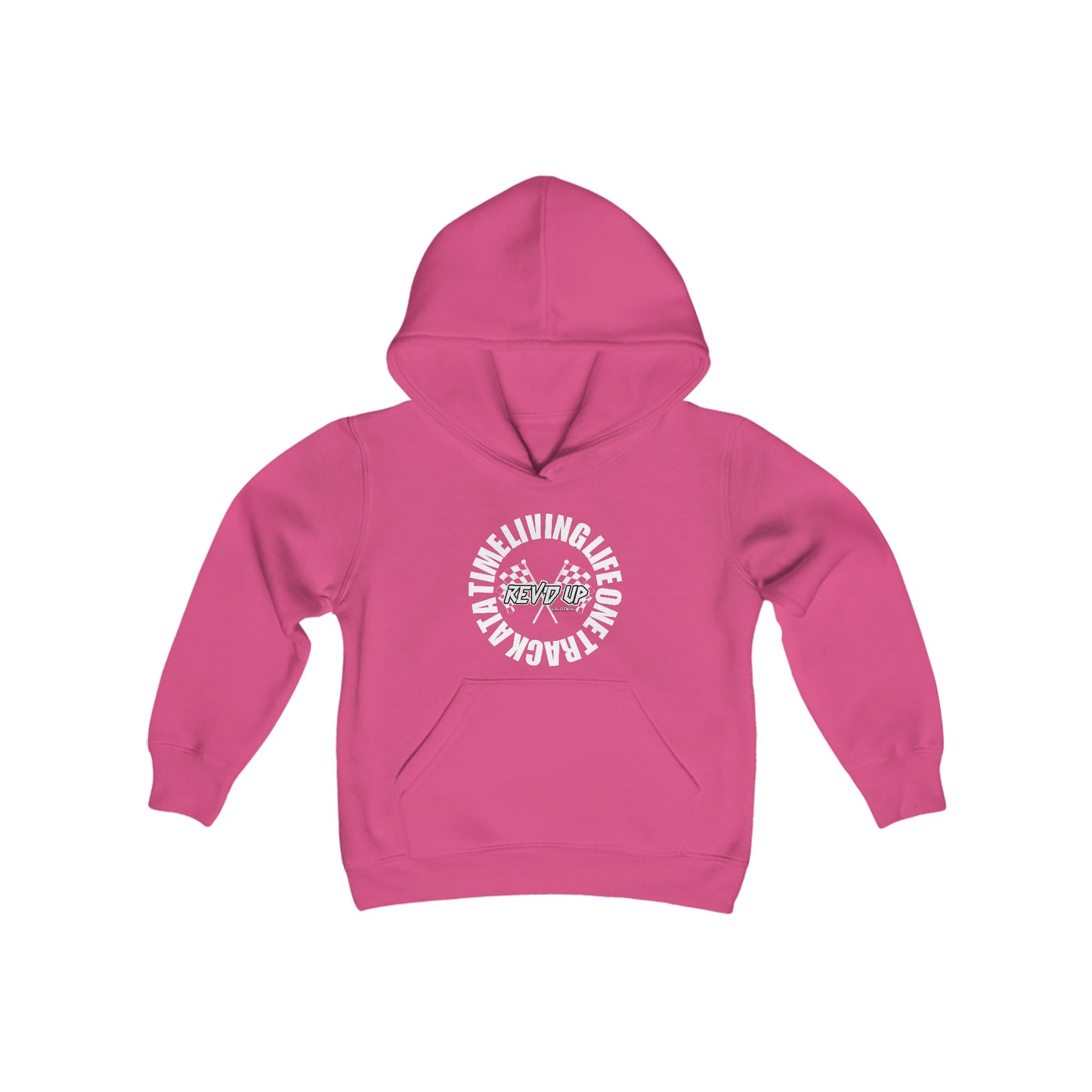 Living Life One Track At A Time White Rev'd Up Clothing - Youth Hooded Sweatshirt