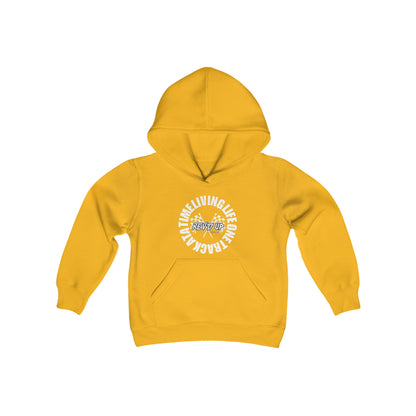 Living Life One Track At A Time White Rev'd Up Clothing - Youth Hooded Sweatshirt