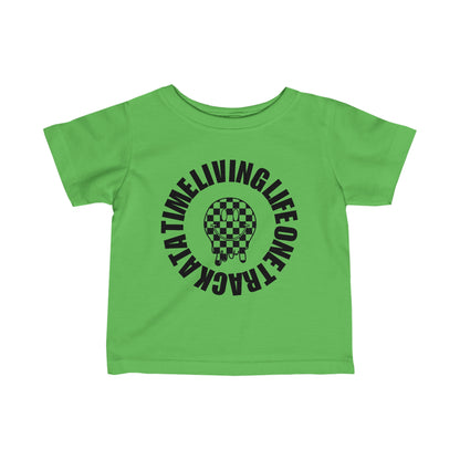 Living Life One Track At A Time Black Checkered Smiley - Infant T-Shirt
