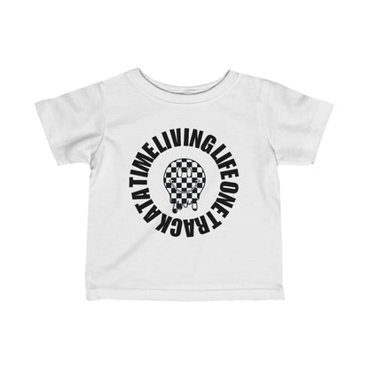 Living Life One Track At A Time Black Checkered Smiley - Infant T-Shirt