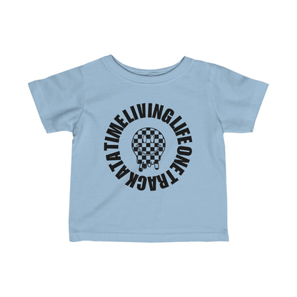 Living Life One Track At A Time Black Checkered Smiley - Infant T-Shirt