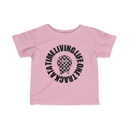 Living Life One Track At A Time Black Checkered Smiley - Infant T-Shirt