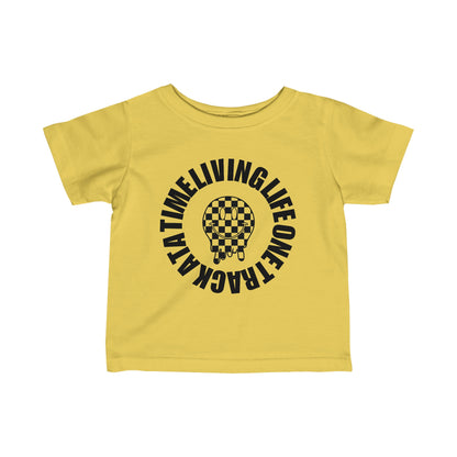 Living Life One Track At A Time Black Checkered Smiley - Infant T-Shirt