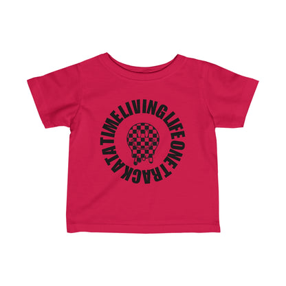Living Life One Track At A Time Black Checkered Smiley - Infant T-Shirt
