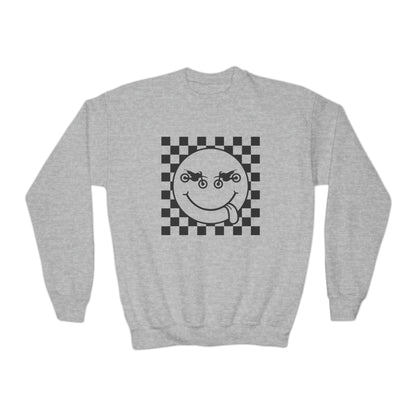 Race Flag Smile Face-Youth Crewneck Sweatshirt