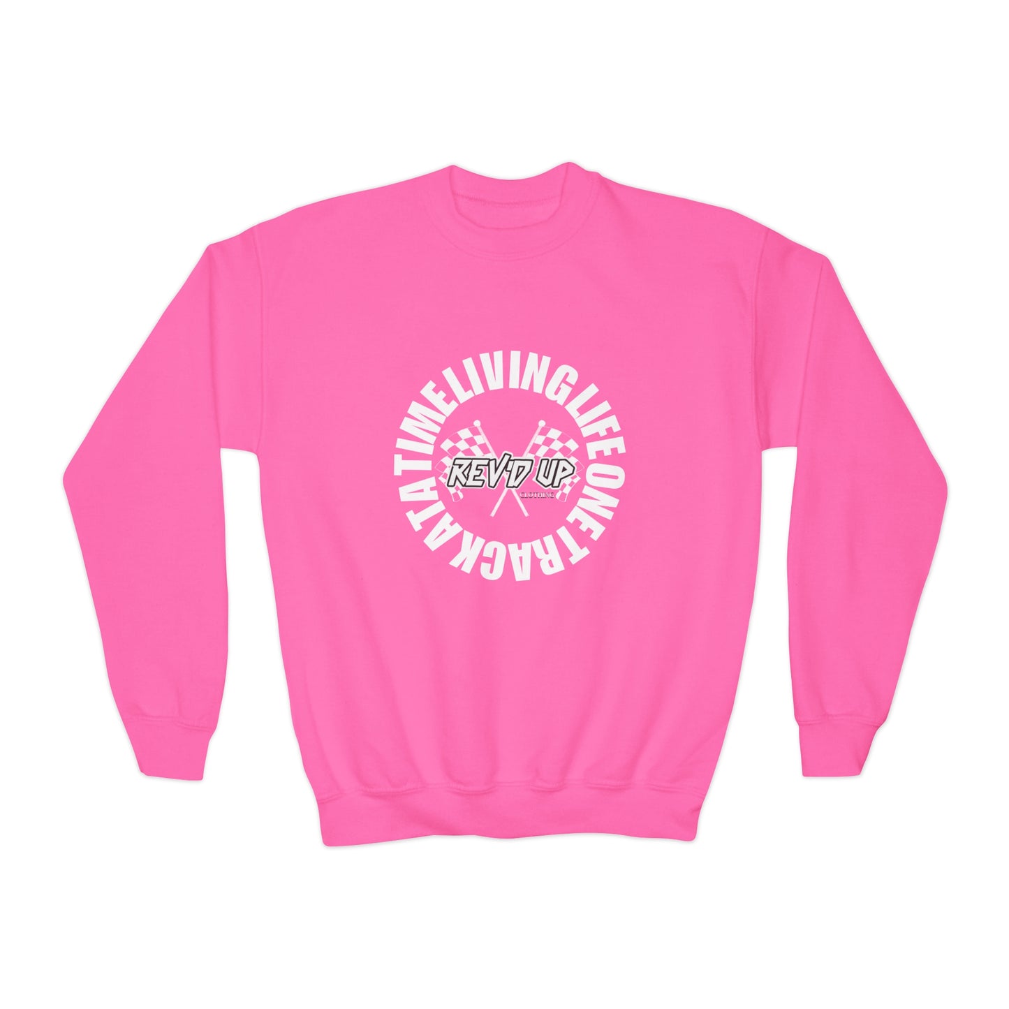 Living Life One Track At A Time White Rev'd Up Clothing - Youth Sweatshirt