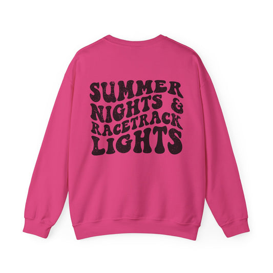 Summer Nights Race Track Lights- Adult Crewneck Sweatshirt