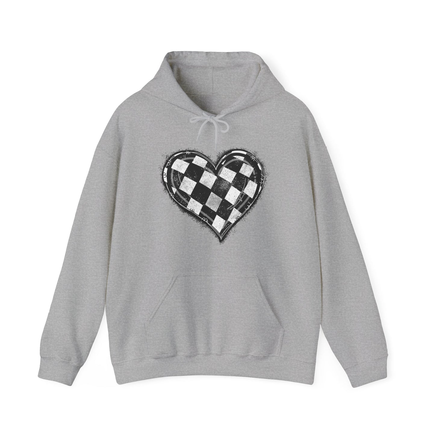 Checkered Heart- Adult Hooded Sweatshirt