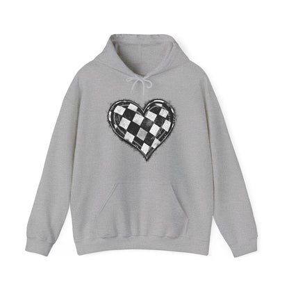 Checkered Heart- Adult Hooded Sweatshirt