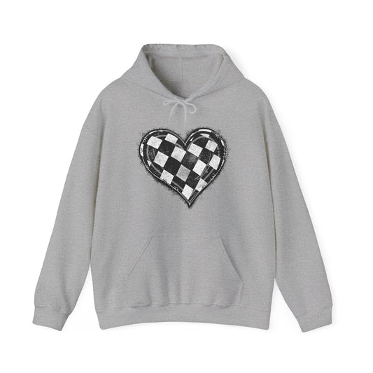 Checkered Heart- Adult Hooded Sweatshirt