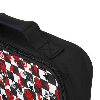 Black & Red Checkered  Smiley Race Themed - Lunch Bag