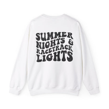 Summer Nights Race Track Lights- Adult Crewneck Sweatshirt