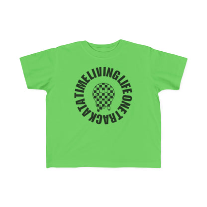 Living Life One Track At A Time Black Checkered Smiley - Toddler's T-Shirt