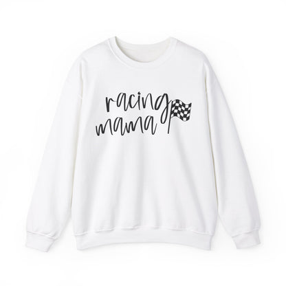 Race Mama with Flag- Adult Crewneck Sweatshirt