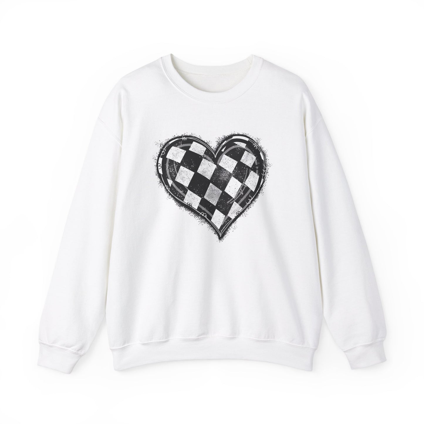 Checkered Heart- Adult Crewneck Sweatshirt