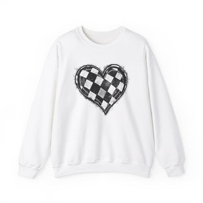 Checkered Heart- Adult Crewneck Sweatshirt