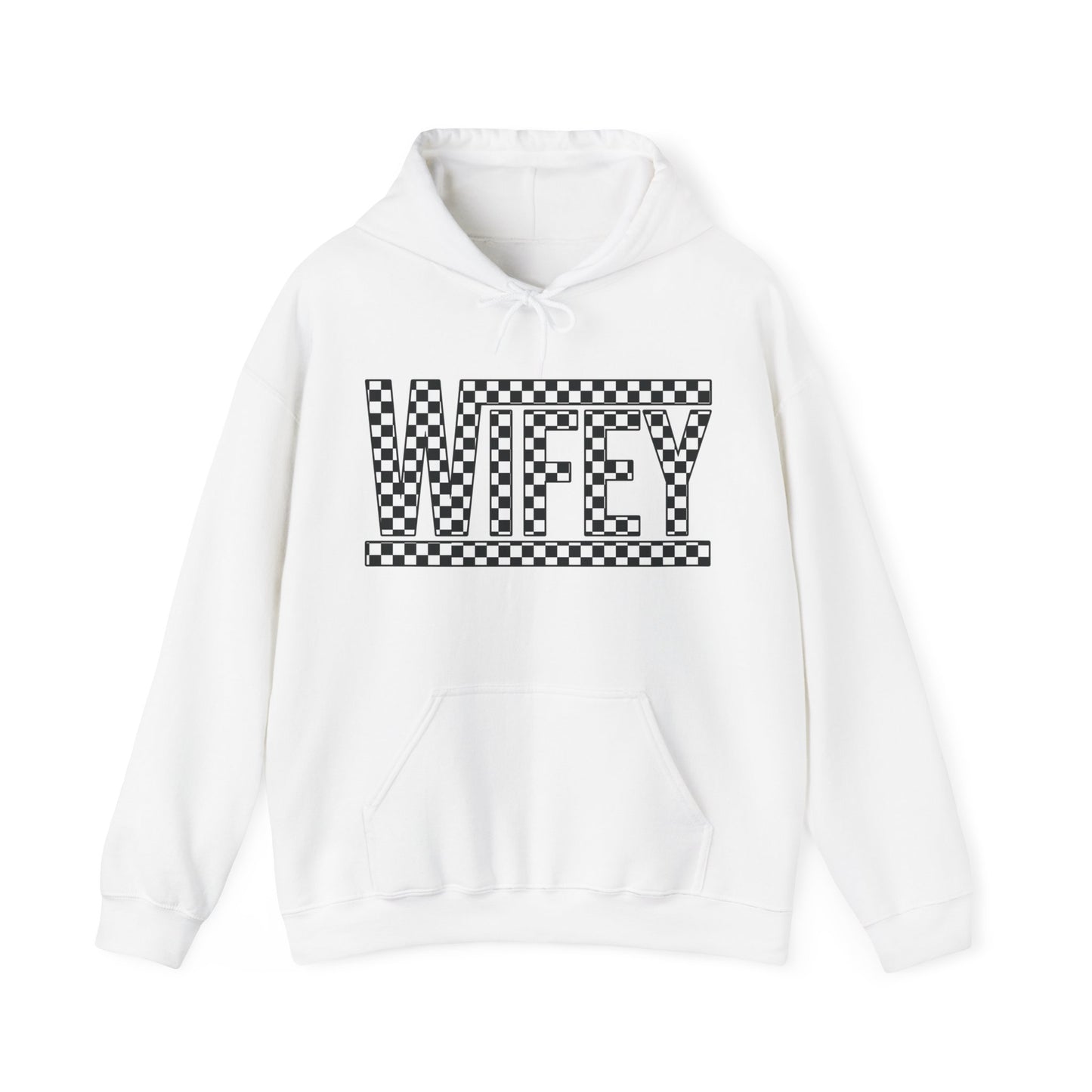 Checkered Wifey- Adult Hooded Sweatshirt