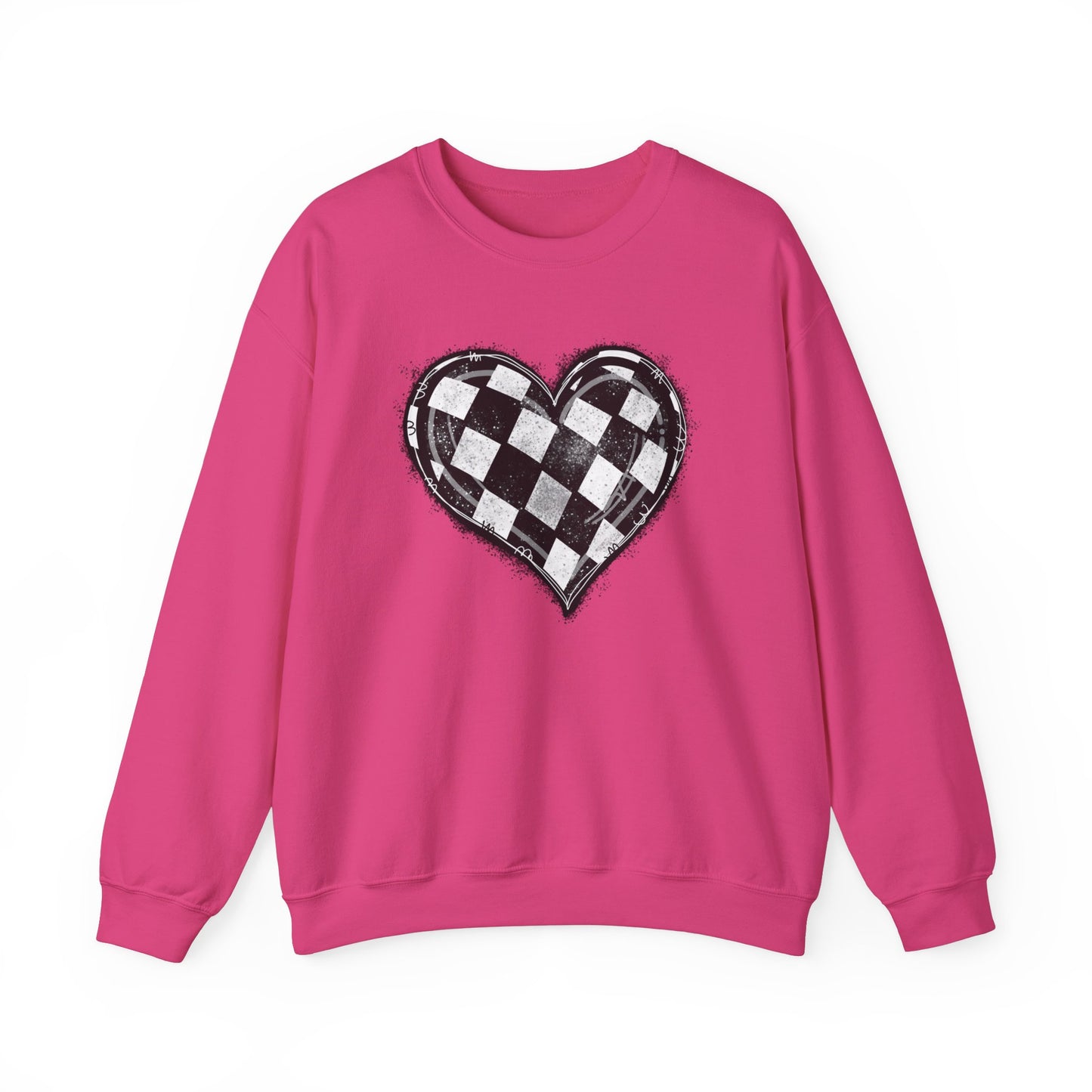 Checkered Heart- Adult Crewneck Sweatshirt