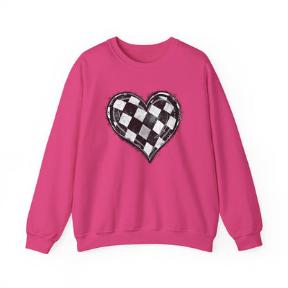 Checkered Heart- Adult Crewneck Sweatshirt