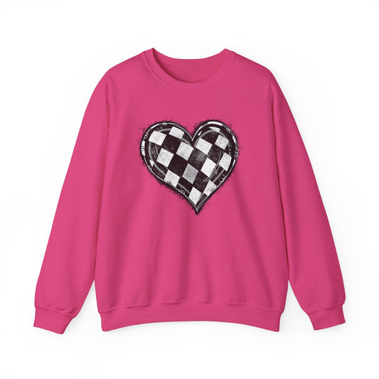 Checkered Heart- Adult Crewneck Sweatshirt