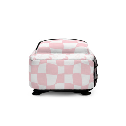 Light Pink Checkered Moto Backpack
