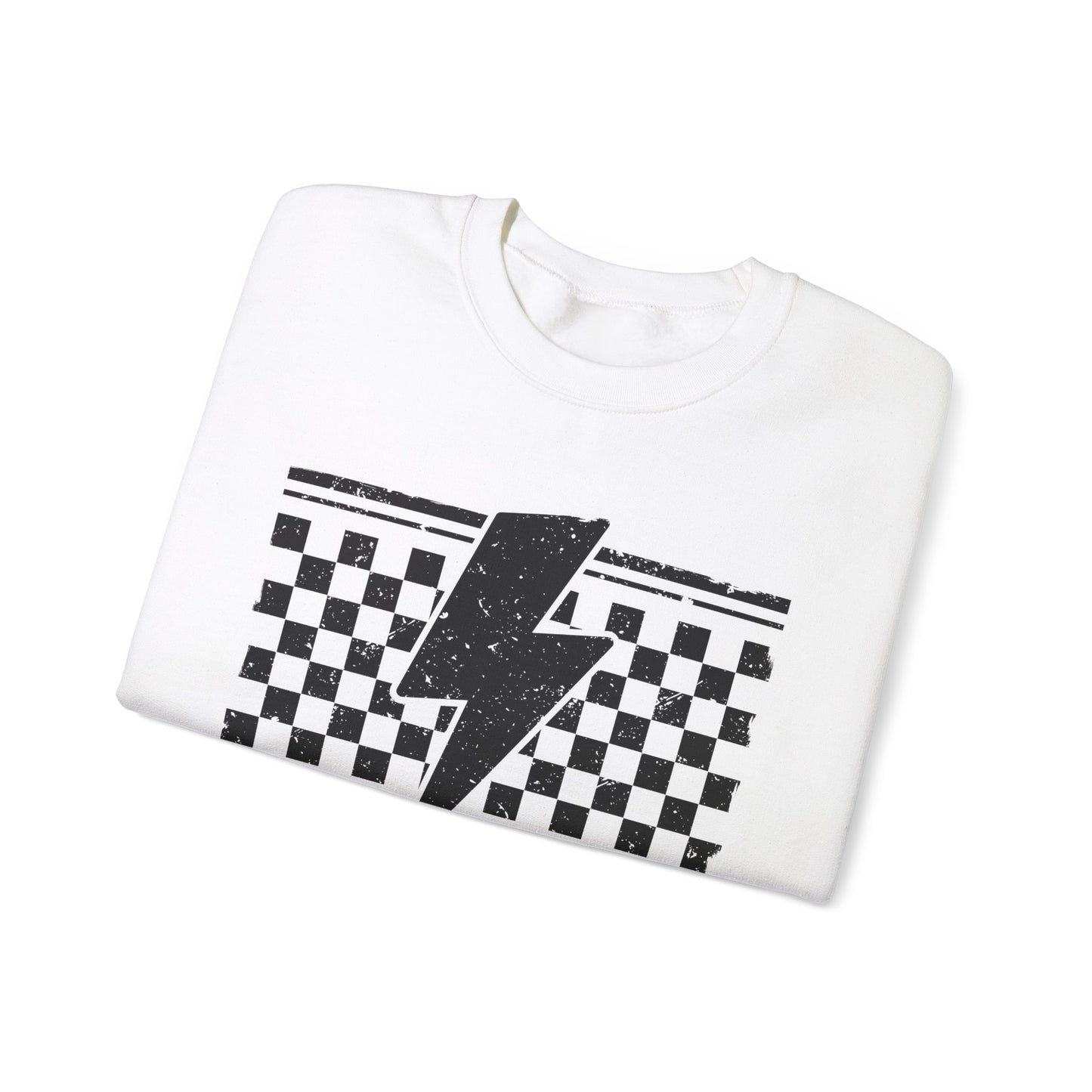 Grunge Checkered Lightning Bolt- Adult Sweatshirt