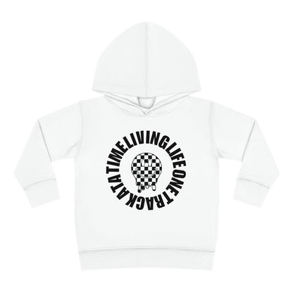 Living Life One Track At A Time Black Checkered Smiley - Toddler Hooded Sweatshirt