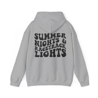Summer Nights Race Track Lights- Adult Hooded Sweatshirt