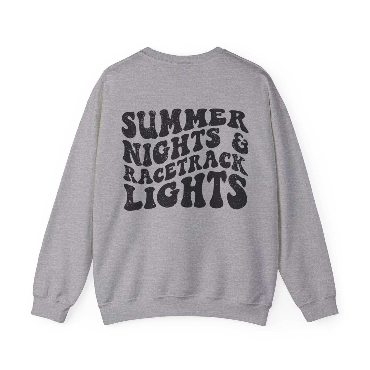 Summer Nights Race Track Lights- Adult Crewneck Sweatshirt