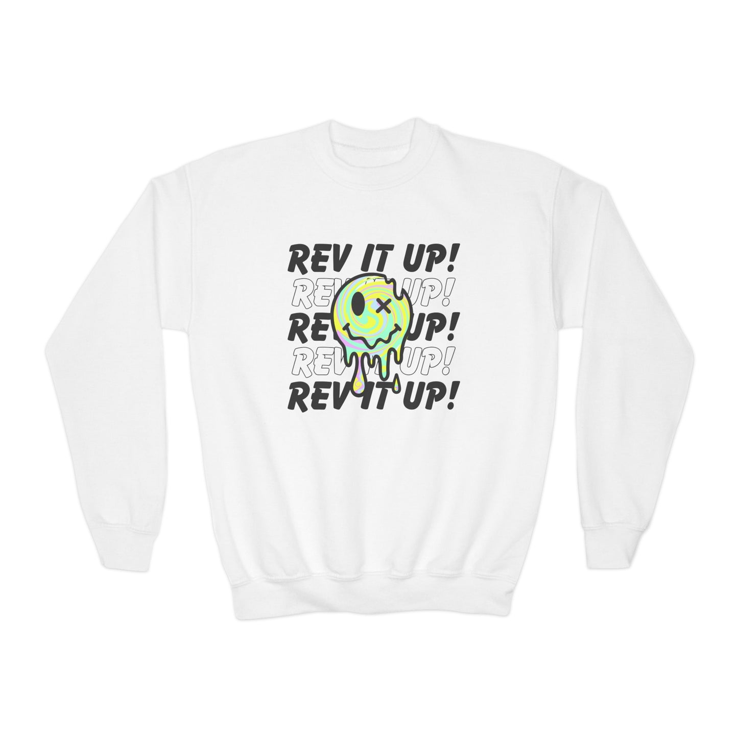 Rev It Up Retro Smiley -Youth Sweatshirt