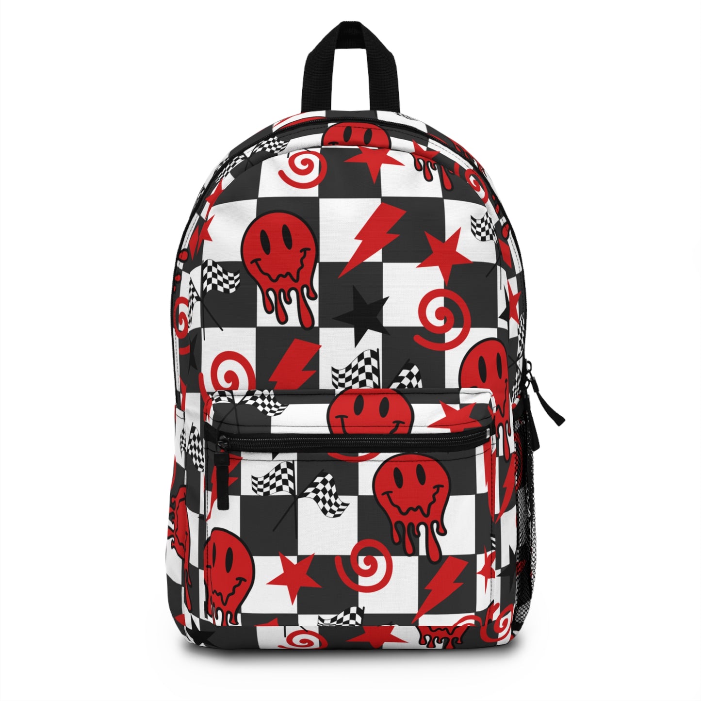 Black & Red Checkered Smiley - Backpack