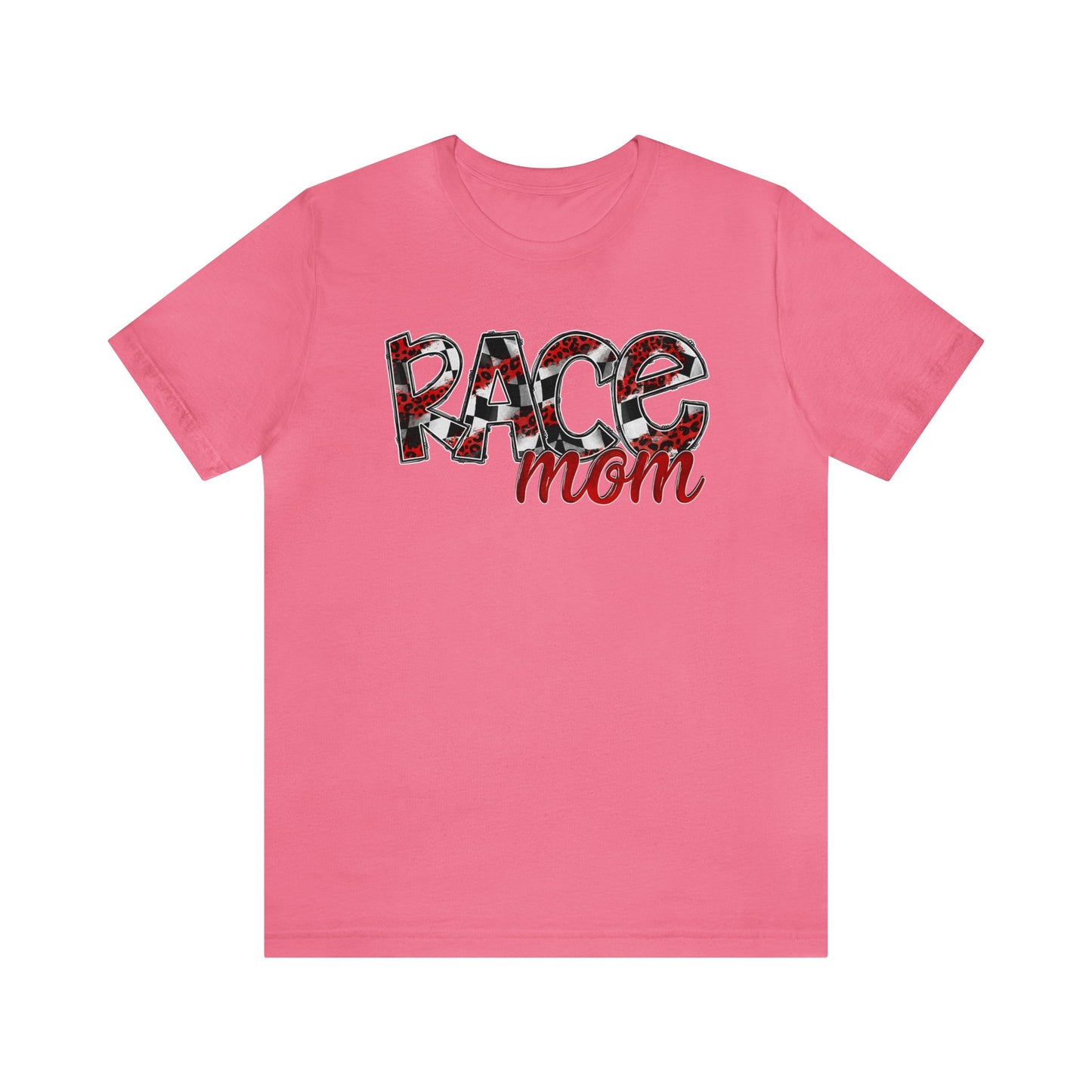 Checkered with Red Race Mom- Adult T-Shirt