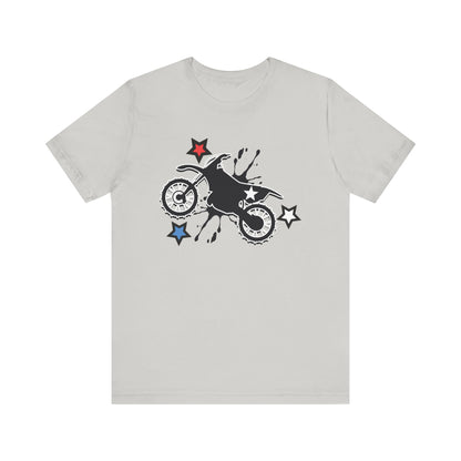 Red White And Blue Dirtbike- Adult T-Shirt