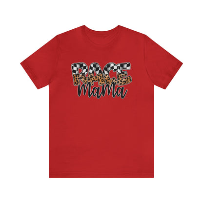 Leopard & Checkered Race Mama- Adult T-Shirt