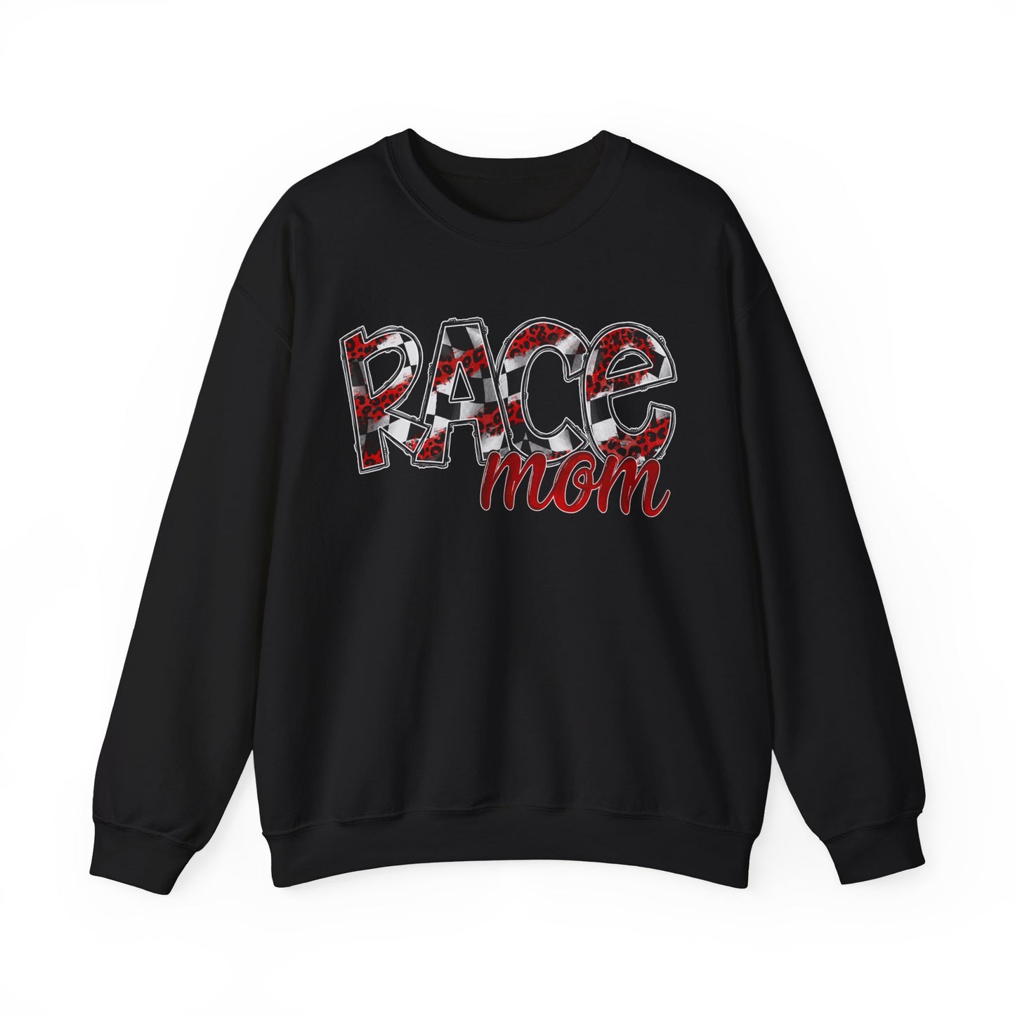 Checkered with Red Race Mom- Adult Crewneck Sweatshirt