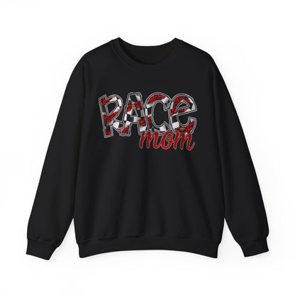Checkered with Red Race Mom- Adult Crewneck Sweatshirt