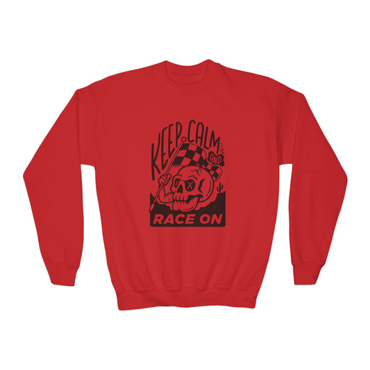 Keep Calm and Race On -Youth Crewneck Sweatshirt