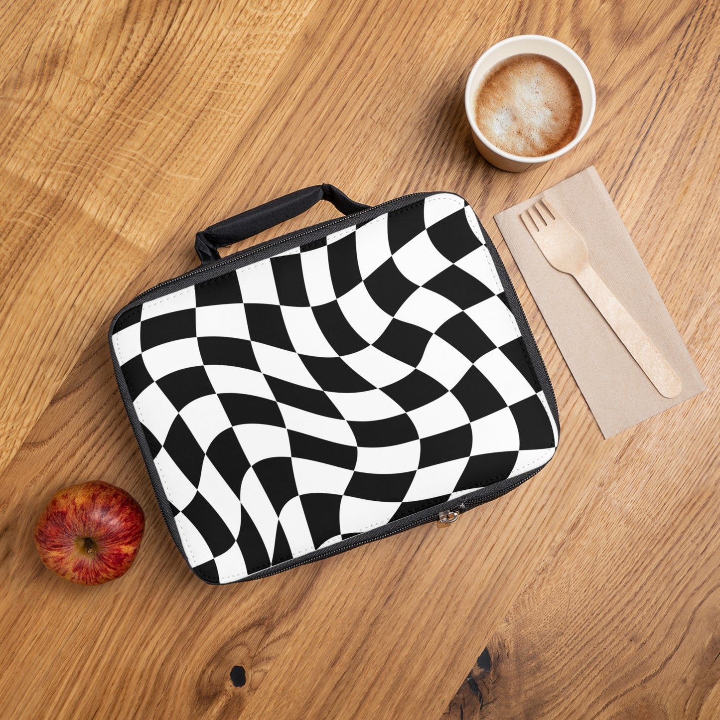 Black and White Checkered - Lunch Bag
