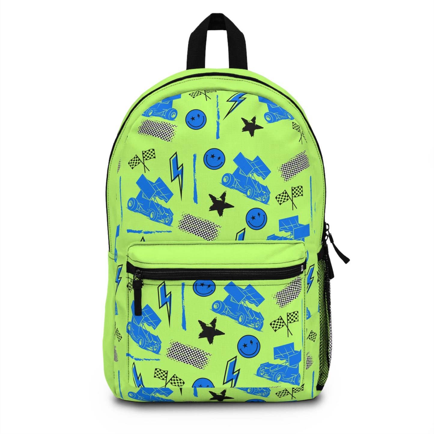 Bright Green & Blue Winged Sprint Car - Backpack