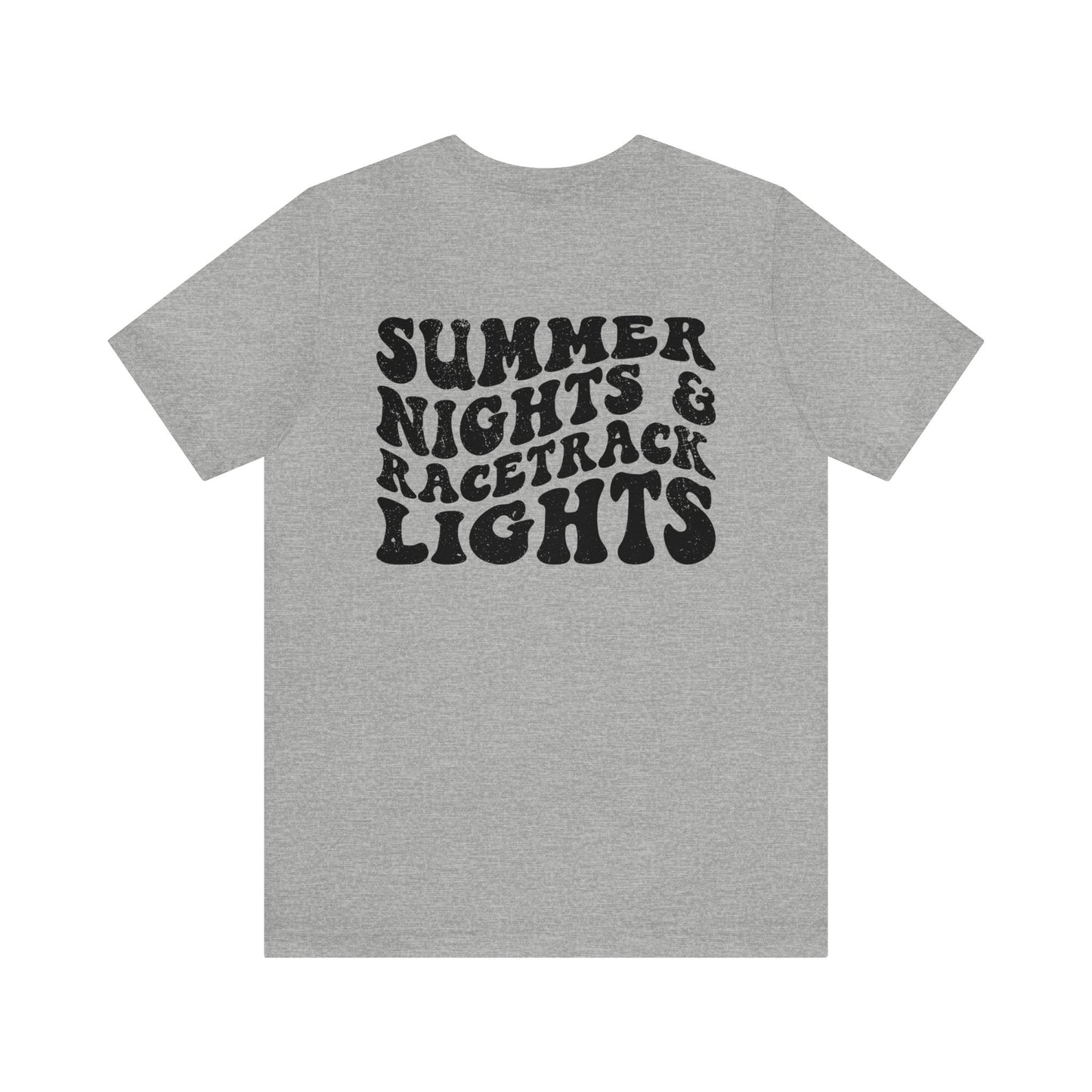 Summer Nights Race Track Lights- Adult T-Shirt