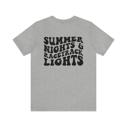 Summer Nights Race Track Lights- Adult T-Shirt