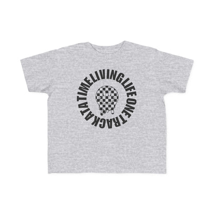 Living Life One Track At A Time Black Checkered Smiley - Toddler's T-Shirt