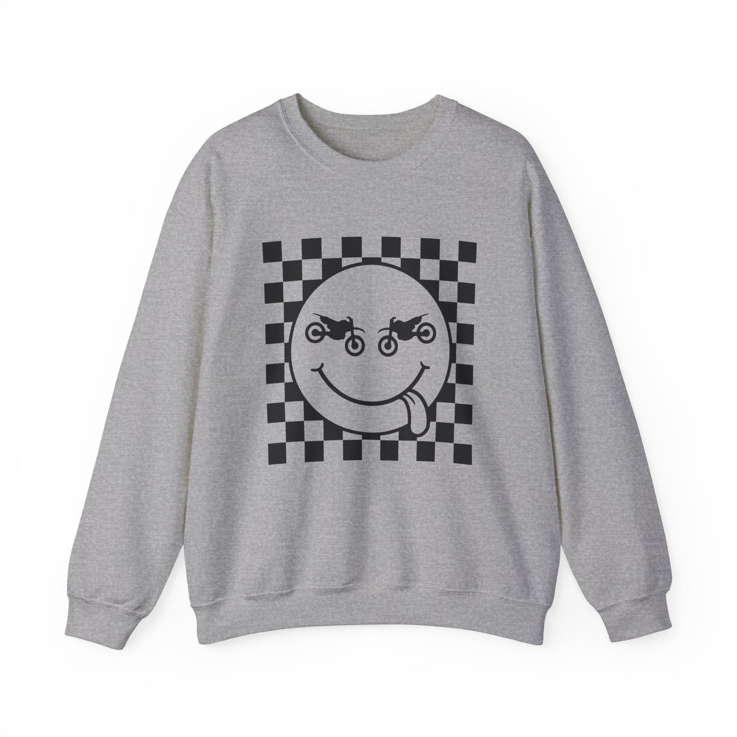 Race Flag Smile Face- Adult Crewneck Sweatshirt