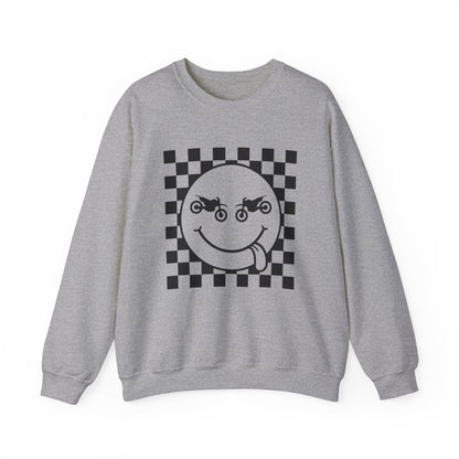 Race Flag Smile Face- Adult Crewneck Sweatshirt