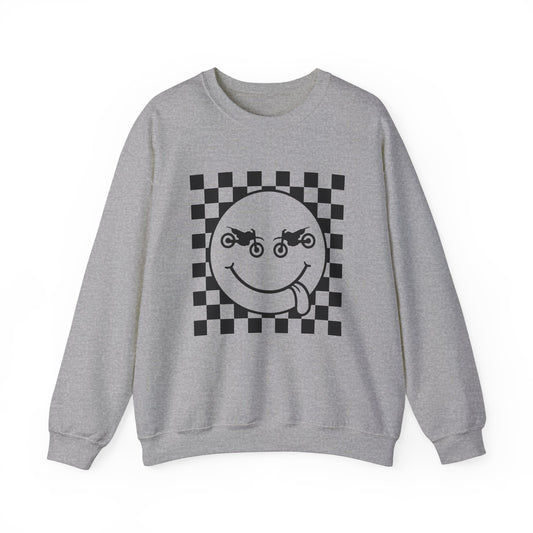 Race Flag Smile Face- Adult Crewneck Sweatshirt