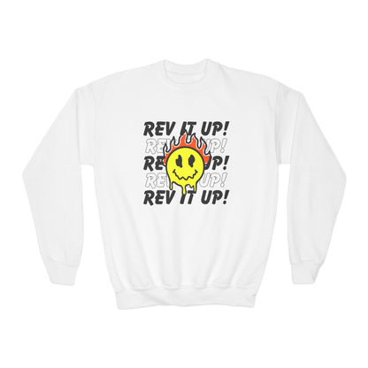 Rev It Up Flame Smiley -Youth Sweatshirt