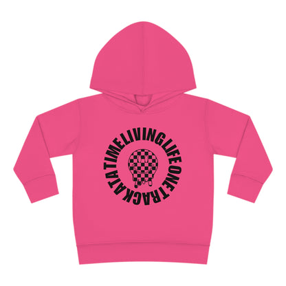 Living Life One Track At A Time Black Checkered Smiley - Toddler Hooded Sweatshirt
