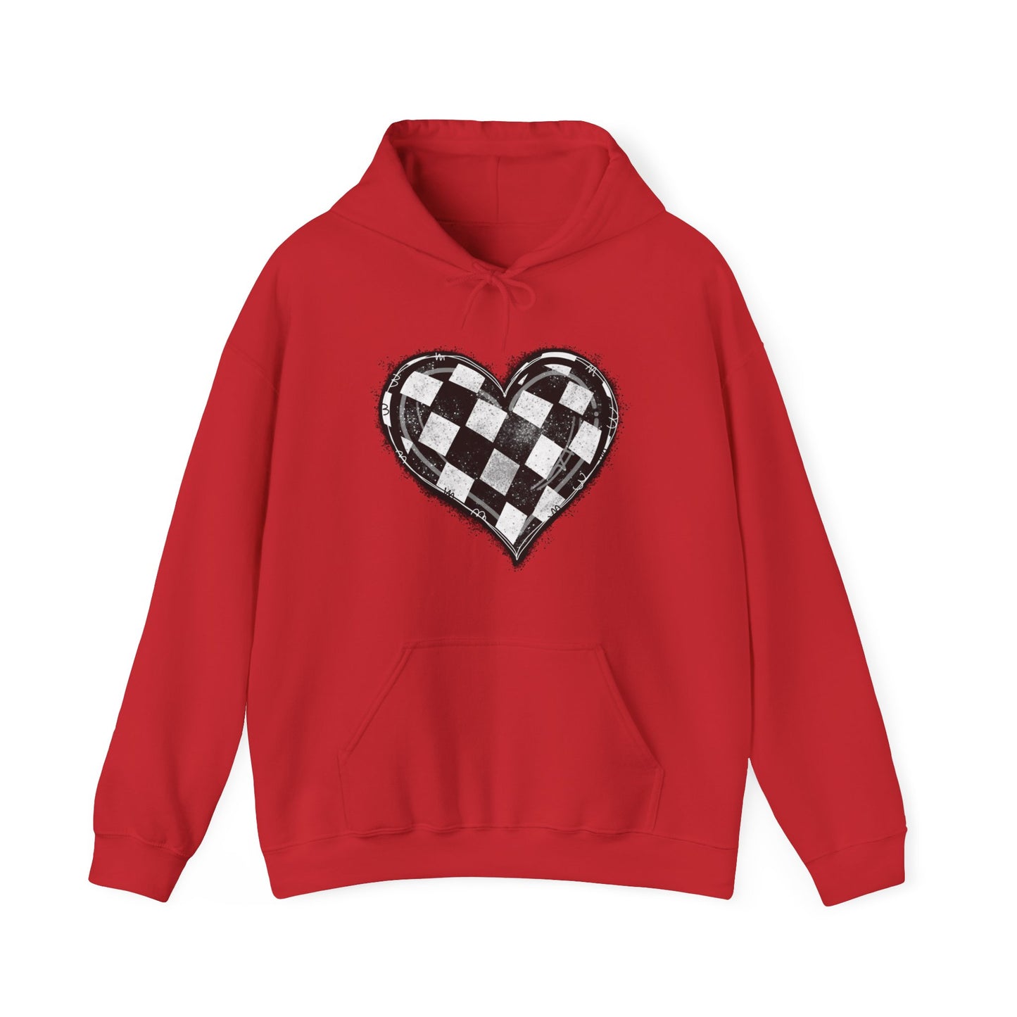 Checkered Heart- Adult Hooded Sweatshirt