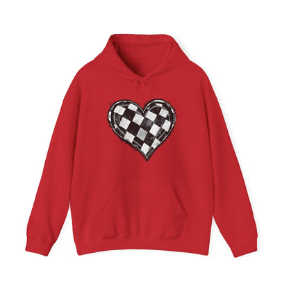 Checkered Heart- Adult Hooded Sweatshirt